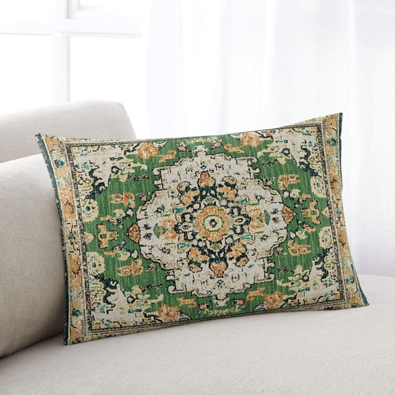 Green Boho Small Pillow Covers, Farmhouse Tribal Vintage Tribal Texture Soft Breathable Throw Pillow Cases with Invisible Zipper, Decorative Pillowcase Pillows Protectors for Sofa Bed Chair 12"x20"