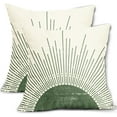 thumbnail image 1 of Green Boho Sun Pillow Covers 18x18 Set of 2 Bohemian Design Sunrise Sunset Abstract Sunshine Print Decorative Throw Pillows Outdoor Pillowcase Linen Farmhouse Cushion Case Decor for Couch Sofa Bed, 1 of 6