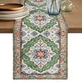 thumbnail image 1 of Green Boho Table Runner 120 Inches Long,Ethnic Geometric Middle Century Art Cotton Linen Table Runners Dresser Scarves,Decorative Fabric Tabletop Scarf Furniture Cover for Home Dinner Party 13"x120", 1 of 9