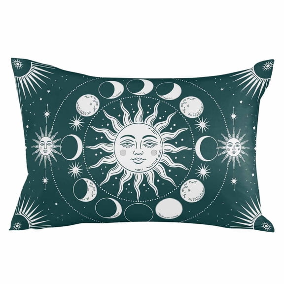 Green Boho Throw Pillow Cover 20 x 26 Inch Decorative Pillow Cover Modern Abstract Bohemia Sun Moon Lumbar Pillowcase Seasonal Rectangle Cushion Case for Couch Sofa Bed Living Room