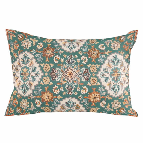 Green Boho Throw Pillow Cover 20 x 26 Inch Decorative Pillow Cover Southwest Ethnic Abstract Flowers Aesthetic Lumbar Pillowcase Seasonal Rectangle Cushion Case for Couch Sofa Bed Living Room