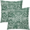 thumbnail image 1 of Green Boho Throw Pillow Covers 18x18 Inch Bohemian Carpet Ethnic Decorative Square Pillow Cases Bohemian Carpet Ethnic Cushion Covers Farmhouse Home Decor for Sofa Couch Outdoor Set of 2, 1 of 6