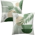 thumbnail image 1 of Green Boho Throw Pillow Covers 20X20 Inch Set of 2 Mid Century Modern Leaf Pillowcase Soft Accent Cushion Covers for Sofa Couch Bed Decor, 1 of 6
