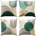 thumbnail image 1 of Green Boho Throw Pillow Covers Set of 4 18x18 Inch MidCentury Modern Pillow Covers with Abstract Geometric Gold Leaf Patterns for Sofa Bed Couch Bring Elegance to Any Space, 1 of 1