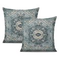 thumbnail image 1 of Green Boho Throw Pillow Covers with Monaco Rug Carpet Theme - 18x18 inch Set of 2 Cushion Cases, 1 of 7
