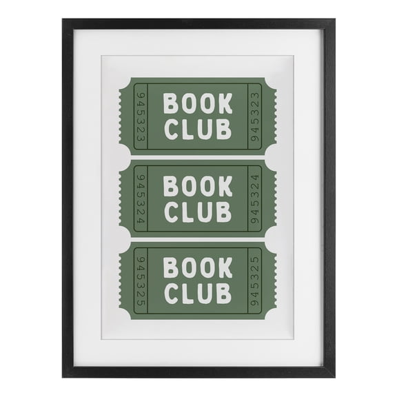 Stupell Industries Green Book Club Tickets Black Framed Print Under Glass, design by Lettered and Lined, 23 x 17