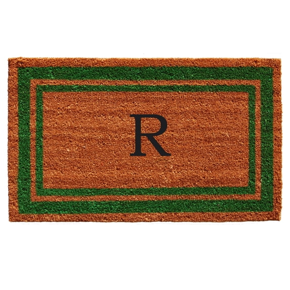 Green Border Monogram Doormat (Letter R)