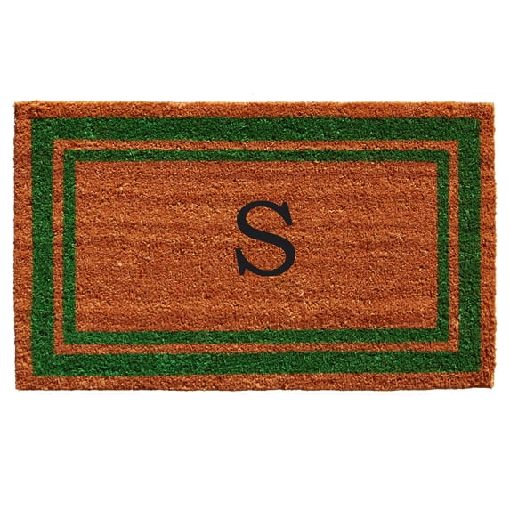 Green Border Monogram Doormat (Letter S)