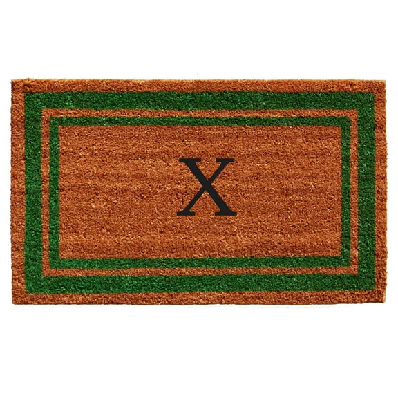 Green Border Monogram Doormat (Letter X)