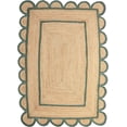 thumbnail image 1 of Green Border Natural Scallop Pattern Jute Bohemian Area Rug, 1 of 4