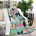 thumbnail image 1 of Green Boston Terrier and Flower Blanket,Comfortable Soft Lamb Wool Throw Blanket,All Season,Warm Lightweight Blankets for Sofa Bed Couch Living Room Chair,40"x50", 1 of 4