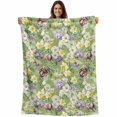 thumbnail image 1 of Green Botanical Blanket Soft Cozy Warm Throw Blanket for Couch, Plush Fuzzy Flannel Fleece Blankets for Sofa, Spring Floral Summer Botanical Rustic Bed Blankets Lightweight Gifts for Women, 50"x80", 1 of 9