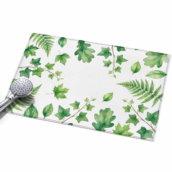 Green Botanical Entryway Rug 2x3ft Washable Non Slip Bathroom Rug Low Pile Indoor Floor Front Door Mat Spring Ivy Ferns Leaves Plants Rectangle Area Rugs Carpet for Kitchen Office Dining Room Home