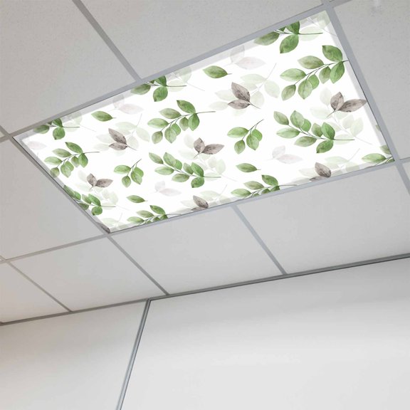 Green Botanical Fall Magnetic Fluorescent Light Covers for Ceiling Lights 2 x 4 Feet, Pastoral Maple Leaf Autumn Office Classroom Kitchen Drop Ceiling Light Covers Lighting Filters Shade Panel 1 Pack