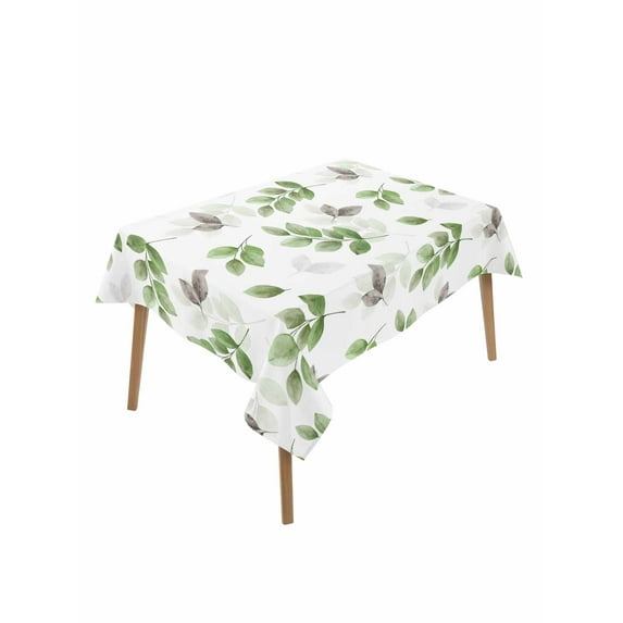 Green Botanical Fall Table Cloth, Pastoral Maple Leaf Autumn Waterproof Tablecloth for Rectangle Tables, Reusable Washable Fabric Table Cover for Restaurant Kitchen Dining Tables 60"x84"