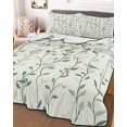 thumbnail image 1 of Green Botanical Full Size Down Alternative Comforter, Lightweight Comforter Quilt Bedding Set with Pillow Shams Spring Summer Birds Watercolor All Seasons Bed Comforter Duvet Insert 78"x90", 1 of 7