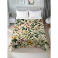 thumbnail image 1 of Green Botanical Full Size Flat Sheet, Wrinkleproof & Fadeproof Cooling Flat Bed Sheet Only, Vintage Plant Flowers Garden Leaf Motifs Breathable Soft Bedding Top Sheets 81 x 96 Inches, 1 of 8
