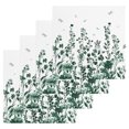 thumbnail image 1 of Green Botanical Kitchen Dish Towels for Drying Dishes Set of 4, Dragonfly Flower Leaf Retro Ink Style Waffle Weave Microfiber Hand Tea Bathroom Towels Quick Dry & Absorbent Towel 12x12, 1 of 7