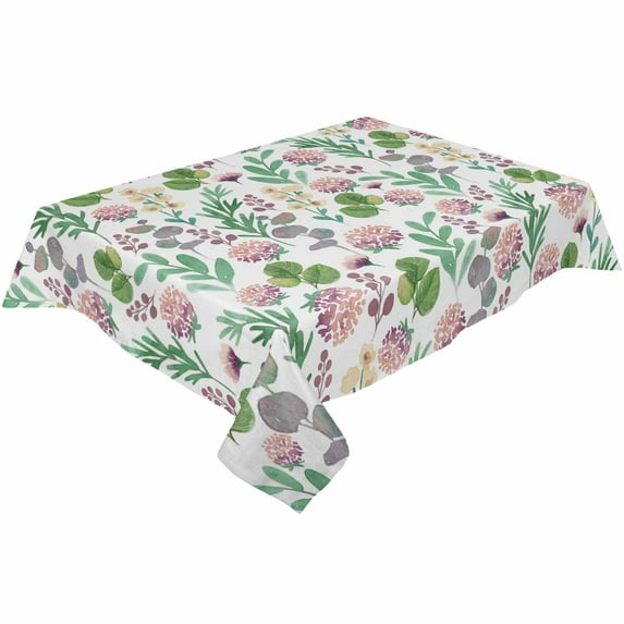 Green Botanical Leaves Rectangle Tablecloths 60x84,Rural Countryside Flower Plant Leaves Table Cloth Table Cover Indoor/Outdoor Tabletop Decor for Wedding Holiday Party Dinner Baby Shower