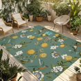 thumbnail image 1 of Green Botanical Outdoor Rug for Patio/Deck/Porch, Non-Slip Large Area Rug 4 x 6 Ft, Spring Floral Summer Lemon Birds Indoor Outdoor Rugs Washable Area Rugs, Reversible Camping Rug Carpet Runner, 1 of 8