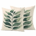 thumbnail image 1 of Green Botanical Outdoor Waterproof Pillow Covers, Tropical Leaves Farmhouse Decorative Square Throw Pillowcase Sofa Cushion Sham for Patio/Couch/Chair, 26"x26" 2 Pack, 1 of 8