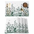 thumbnail image 1 of Green Botanical Placemats Set of 4 Dragonfly Flower Leaf Retro Ink Style Place Mats Indoor Wipeable Table Mats Washable Cloth Dining Table Placemats for Kitchen Holiday Party Home Decor 13x19 Inch, 1 of 9