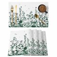 thumbnail image 1 of Green Botanical Placemats Set of 4, Dragonfly Flower Leaf Retro Ink Style Placemats for Dining Table, Place Mats for Kitchen Tabletop, Waterproof Wipeable Dining Table Mats Set, 1 of 9