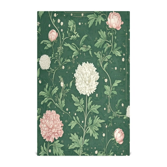 Green Botanical Print Decorative Waffle Towel Kitchen Dishcloth 28x18in Multi-Use Tea Towel