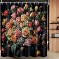 thumbnail image 1 of Green Botanical Shower Curtain for Bathroom, Dark Green Floral Shower Curtain Boho Plants Bathroom Curtain Decor, Waterproof Boho Floral Shower Curtain with 12 Hooks 60x72 Inch, 1 of 5