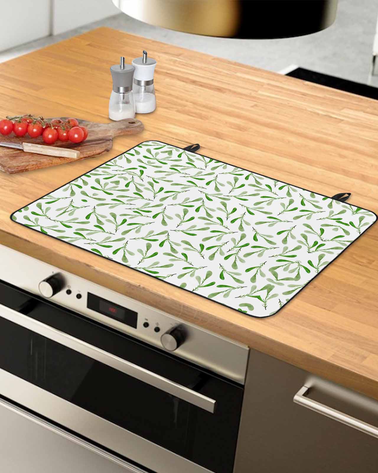 Green Botanical Stove Top Covers for Electric Stove, Heat Insulation