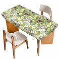 thumbnail image 1 of Green Botanical Table Cloths for 4 Foot Rectangle Tables, Spring Floral Summer Botanical Rustic Patio Waterproof Elastic Fitted Tablecloths, Washable Rectangular Table Cover for Camping, 1 of 8