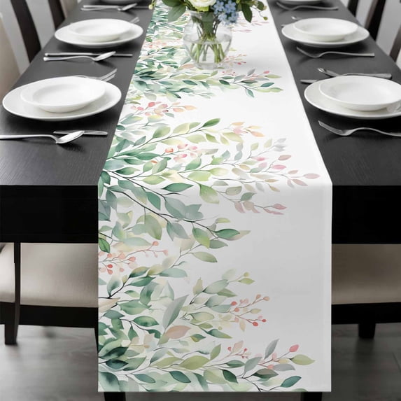 Spring Table Runner 108 Green Botanical Table Runner 108 Inches Long, Pink Spring Floral ...