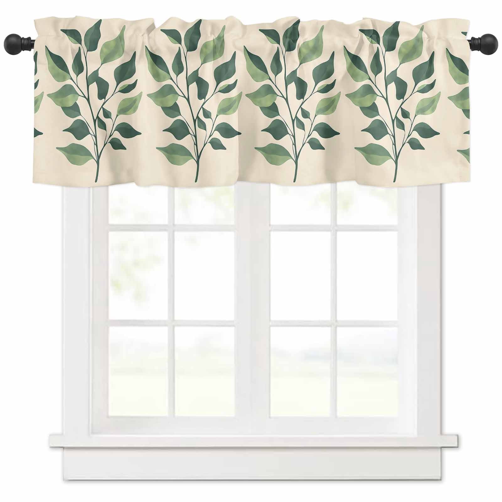 Green Botanical Valances for Windows Farmhouse Kitchen Curtains ...