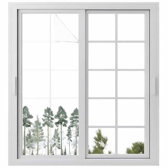 Green Botanical Window Privacy Film, Watercolor Tree Static Cling UV Sun Blocking Heat Control Window Tint Day and Night, Non-Adhesive Reusable One Way Windows Privacy Cover 29.5''x78.7''