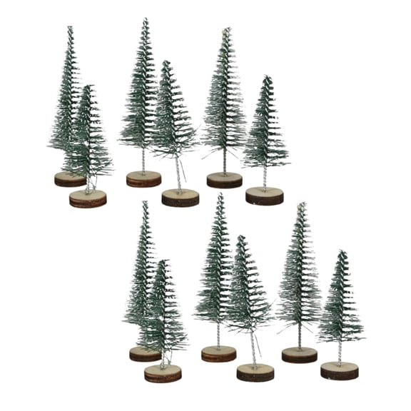 Green Bottle Brush Trees Christmas Decorations Accessories Design Ornamental Wreaths Diorama Projects Holiday Scenes Bristles Winter House Home Office School Indoor Displays Pack of 2