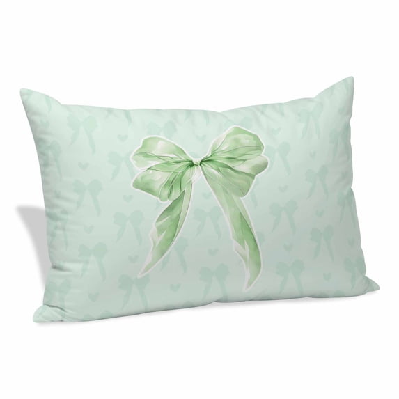 Green Bow Pillow Covers, Linen Long Throw Pillow Case, Cute Bowknot Minimalist Solid Color Holiday Pillow Protector Decorative Cushion Cover for Living Room/Bedroom 20" x 26"