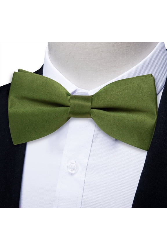 Green Bow Ties for Men Pretied Bowties Olive Green Solid Color Classic Satin Bow Tie Formal Business Tuxedo Adjustable Bowtie Wedding Party