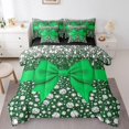 thumbnail image 1 of Green Bowknot Bed in a Bag Queen Comforter Set 7 Piece,Cute Bow Knot Sheet Set,Kawaii Silk Ribbon Bedding Set,Glitter Sequin Print Diamond Bed Set Dreamy Girly Princess Room Decor Bedroom, 1 of 5