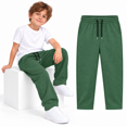 thumbnail image 1 of Green Boys Sweatpants size 14-16, Drawstring Elastic Waist Kids Joggers with Pockets, Straight Leg Casual Sweat Pants for School Active Wear, 1 of 6