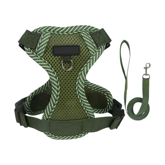 Green Breathable Mesh Pet Vest Harness Adjustable Straps Night Reflective Leash For Walking Training Comfort Fit Cats Dogs #198rr