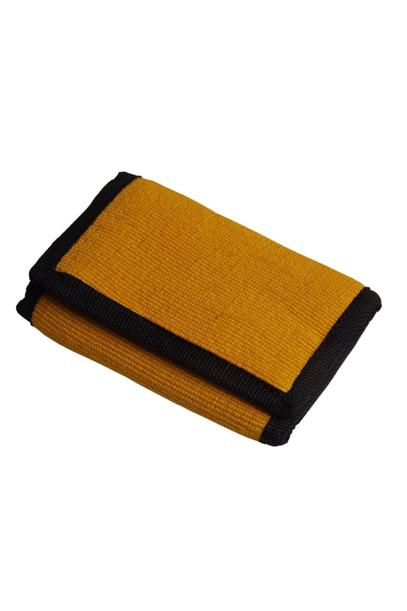Yellow RFID-shielded Natural Abaca-Fiber Trifold Wallet