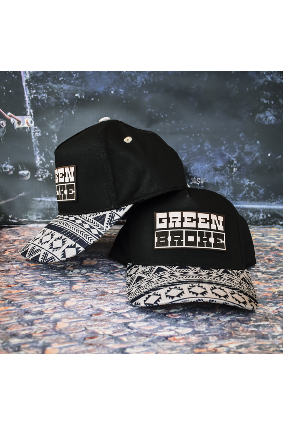 Green Broke Leather Patch Canvas Cap Magna Pony Cap