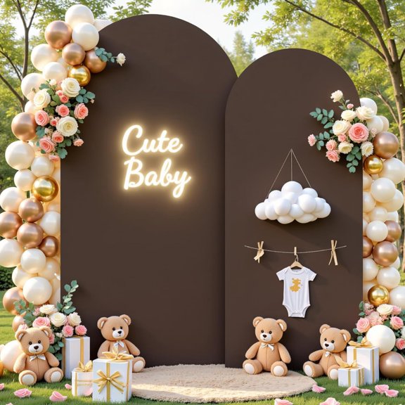 Green Brown Arch Backdrop Cover Set of 2 Birthday Party Wedding Arch Covers Stretchy Backdrop 7.2FT 6FT Decorations Baby Shower Bridal Shower Photo Brown Arch Cover Spandex