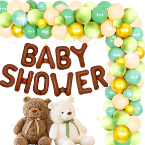 Green Brown Bear Theme Party Decorations Set - Natural Fresh Style Balloon Kit for Celebrations & Gatherings