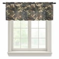 thumbnail image 1 of Green Brown Black Valance Curtains for Kitchen/Living Room/Bathroom/Bedroom Window, Rod Pocket Small Topper Half Short Window Curtains Voile Sheer Scarf, Vintage Farmhouse Abstract Patterned 60"x18", 1 of 8