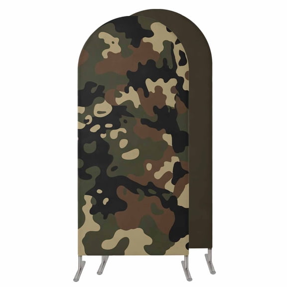 Green Brown Black Wedding Arch Cover,Stretchy Spandex Arch Backdrop Stand Covers 4 FT,Vintage Farmhouse Abstract Patterned Round Top Arched Backdrop Cover for Birthday Party Ceremony Baby Shower