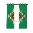 thumbnail image 1 of Green Brown Boho Blackout Curtains, Light Blocking Print Window Curtains, Country Simple Abstract Ethnic Geometric Thermal Insulated Window Drapes for Living Room 2 Panels, 55"W x 39"L, 1 of 9