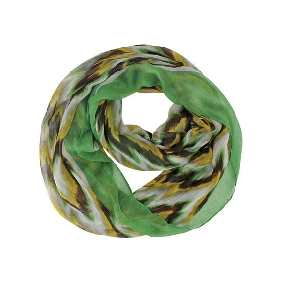 Green Brown Bold Chevron Print Loop Infinity Scarf