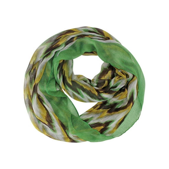Green Brown Bold Chevron Print Loop Infinity Scarf