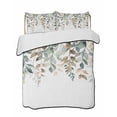 thumbnail image 1 of Green Brown Botanical Summer Quilt Set Full Size, Soft Microfiber Quilted Bedding Set with 2 Pillow Shams, Farmhouse Eucalyptus Leaves Lightweight All Season Bedspread Coverlet for Bedroom 78"x90", 1 of 6